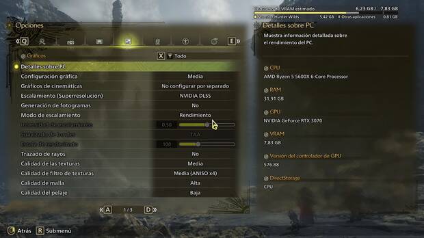 El men� de opciones en PC muestra ahora de forma correcta el consumo de VRAM.