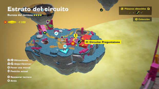 Donkey Kong Bananza - Localización en el mapa del plátano 05 en Estrato del circuito