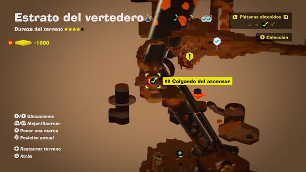 Donkey Kong Bananza - Localización en el mapa del plátano 08 en Estrato del vertedero