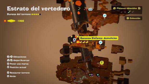 Donkey Kong Bananza - Localización en el mapa del plátano 10 en Estrato del vertedero