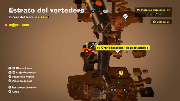 Donkey Kong Bananza - Localización en el mapa del plátano 09 en Estrato del vertedero