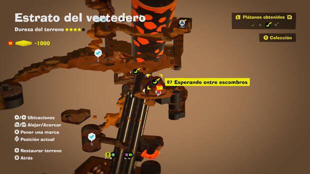 Donkey Kong Bananza - Localización en el mapa del plátano 07 en Estrato del vertedero