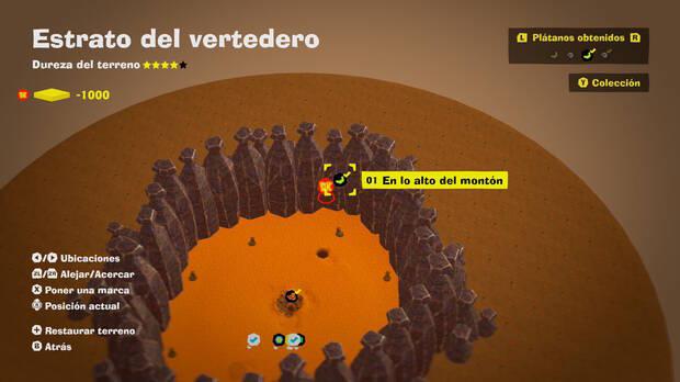 Donkey Kong Bananza - Localización en el mapa del plátano 01 en Estrato del vertedero