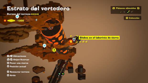 Donkey Kong Bananza - Localización en el mapa del plátano 04 en Estrato del vertedero