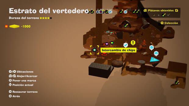 Donkey Kong Bananza - Localización en el mapa del plátano 27 en Estrato del vertedero