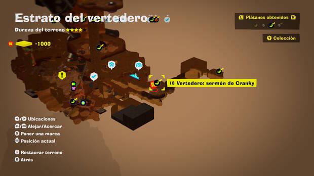 Donkey Kong Bananza - Localización en el mapa del plátano 18 en Estrato del vertedero