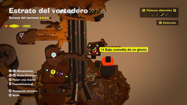 Donkey Kong Bananza - Localización en el mapa del plátano 14 en Estrato del vertedero