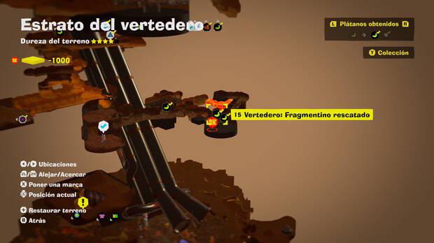 Donkey Kong Bananza - Localización en el mapa del plátano 15 en Estrato del vertedero