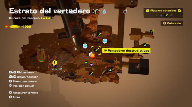 Donkey Kong Bananza - Localización en el mapa del plátano 19 en Estrato del vertedero