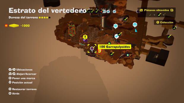Donkey Kong Bananza - Localización en el mapa del plátano 21 en Estrato del vertedero