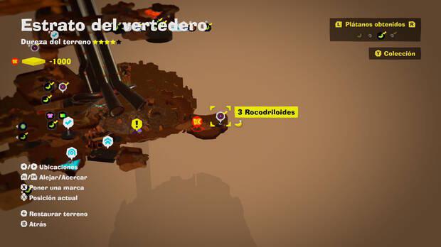 Donkey Kong Bananza - Localización en el mapa del plátano 25 en Estrato del vertedero