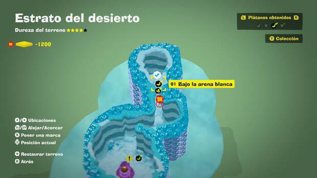 Donkey Kong Bananza - Localización en el mapa del plátano 01 en Estrato del desierto