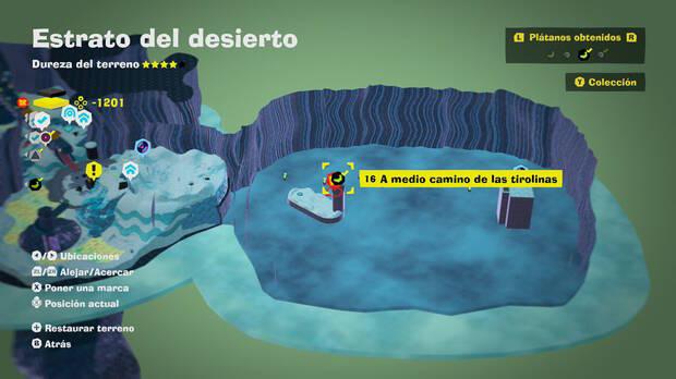 Donkey Kong Bananza - Localización en el mapa del plátano 16 en Estrato del desierto
