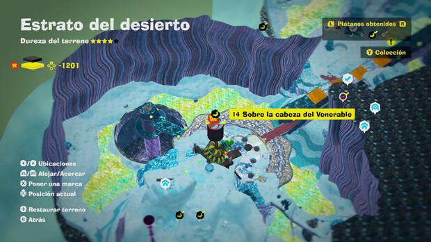 Donkey Kong Bananza - Localización en el mapa del plátano 14 en Estrato del desierto