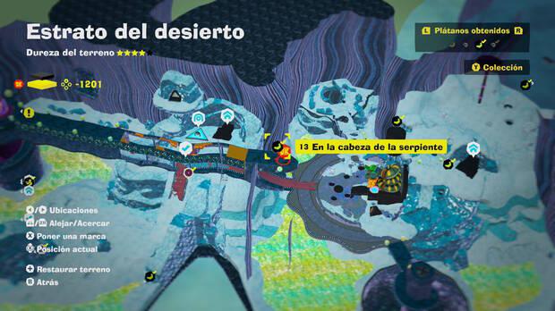 Donkey Kong Bananza - Localización en el mapa del plátano 13 en Estrato del desierto