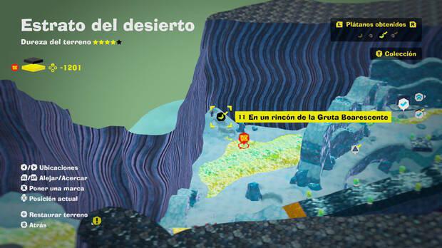 Donkey Kong Bananza - Localización en el mapa del plátano 11 en Estrato del desierto
