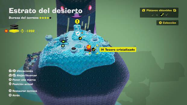Donkey Kong Bananza - Localización en el mapa del plátano 36 en Estrato del desierto