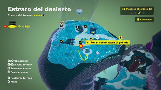 Donkey Kong Bananza - Localización en el mapa del plátano 33 en Estrato del desierto
