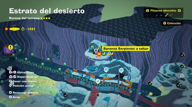 Donkey Kong Bananza - Localización en el mapa del plátano 17 en Estrato del desierto