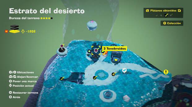 Donkey Kong Bananza - Localización en el mapa del plátano 32 en Estrato del desierto