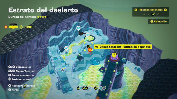 Donkey Kong Bananza - Localización en el mapa del plátano 05 en Estrato del desierto