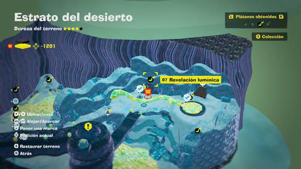 Donkey Kong Bananza - Localización en el mapa del plátano 07 en Estrato del desierto