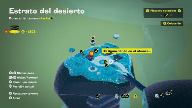 Donkey Kong Bananza - Localización en el mapa del plátano 34 en Estrato del desierto