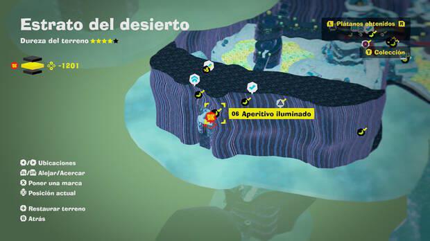 Donkey Kong Bananza - Localización en el mapa del plátano 06 en Estrato del desierto