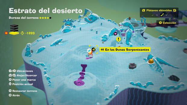 Donkey Kong Bananza - Localización en el mapa del plátano 46 en Estrato del desierto