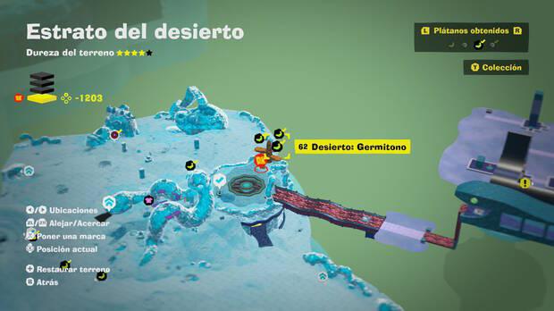 Donkey Kong Bananza - Localización en el mapa del plátano 62 en Estrato del desierto