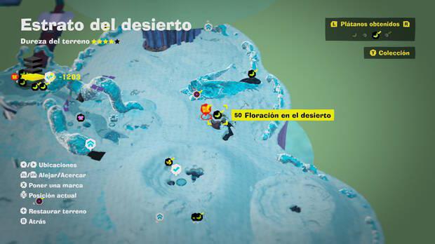 Donkey Kong Bananza - Localización en el mapa del plátano 50 en Estrato del desierto