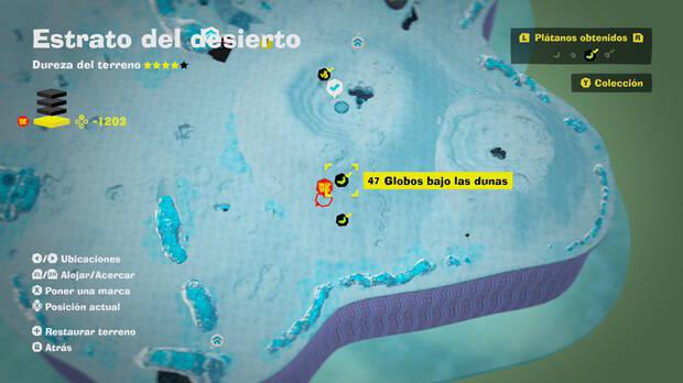 Donkey Kong Bananza - Localización en el mapa del plátano 47 en Estrato del desierto