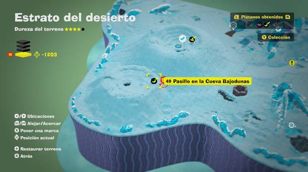 Donkey Kong Bananza - Localización en el mapa del plátano 49 en Estrato del desierto