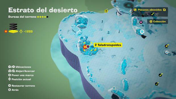 Donkey Kong Bananza - Localización en el mapa del plátano 55 en Estrato del desierto