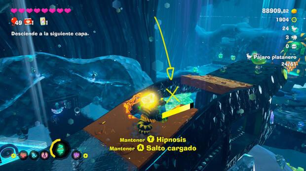 Donkey Kong Bananza - Ubicación del fósil Pájaro platanero 24 en Estrato del desierto