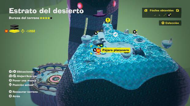 Donkey Kong Bananza - Localización en el mapa del fósil Pájaro platanero 28 en Estrato del desierto