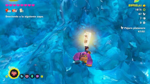Donkey Kong Bananza - Ubicación del fósil Pájaro platanero 48 en Estrato del desierto