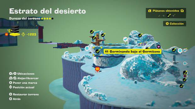 Donkey Kong Bananza - Localización en el mapa del plátano 65 en Estrato del desierto