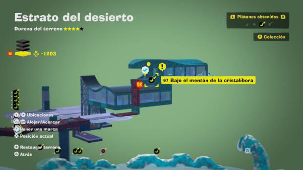 Donkey Kong Bananza - Localización en el mapa del plátano 67 en Estrato del desierto