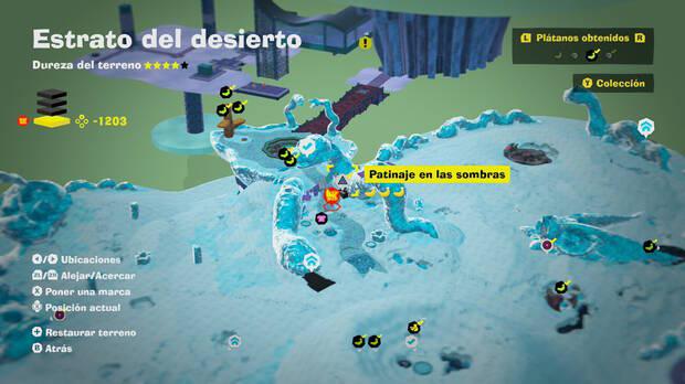 Donkey Kong Bananza - Localización en el mapa del plátano 57 en Estrato del desierto