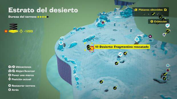Donkey Kong Bananza - Localización en el mapa del plátano 53 en Estrato del desierto