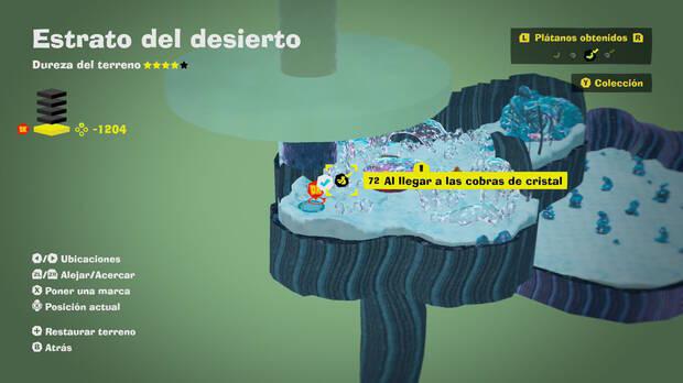 Donkey Kong Bananza - Localización en el mapa del plátano 72 en Estrato del desierto