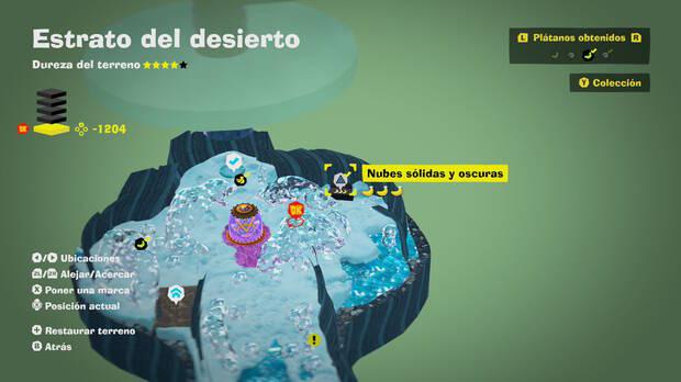 Donkey Kong Bananza - Localización en el mapa del plátano 73 en Estrato del desierto