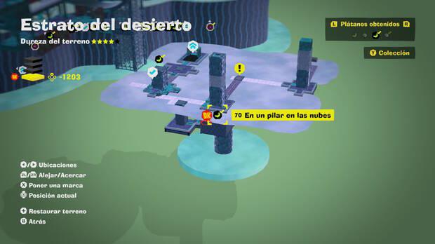 Donkey Kong Bananza - Localización en el mapa del plátano 70 en Estrato del desierto