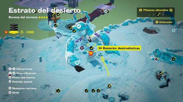 Donkey Kong Bananza - Localización en el mapa del plátano 56 en Estrato del desierto