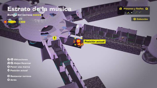 Donkey Kong Bananza - Ubicación en el mapa del Estrato de la música de la entrada al nivel extra A bombazos por el oro 2