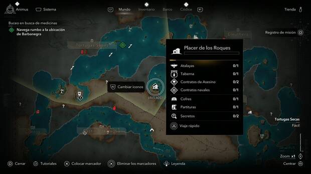 Assassin's Creed Black Flag Resynced - Ubicaci�n de las atalayas, ubicaci�n de la Atalaya de Placer de los Roques