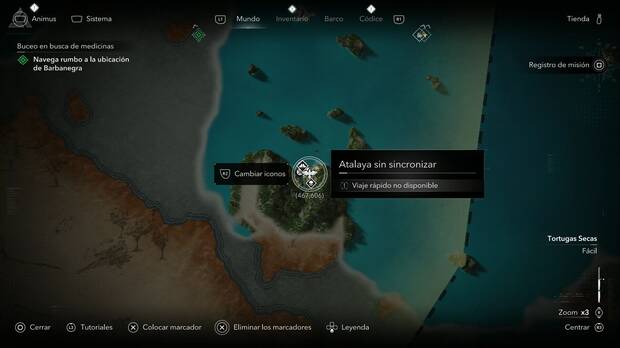 Assassin's Creed Black Flag Resynced - Ubicaci�n de las atalayas, ubicaci�n de la Atalaya de Placer de los Roques