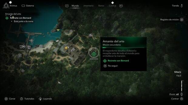 Assassin's Creed Black Flag Resynced - Misiones secundarias comunes; ubicación del mayordomo en la mansión de Gran Inagua