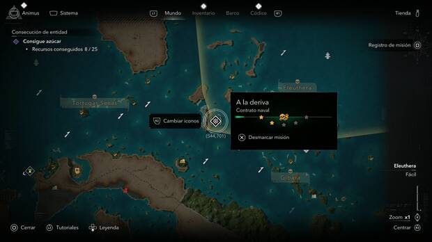 Assassin's Creed Black Flag Resynced - Contratos navales, ubicaci�n de la misi�n naval A la deriva en la zona nordeste de la Isla de San Andr�s